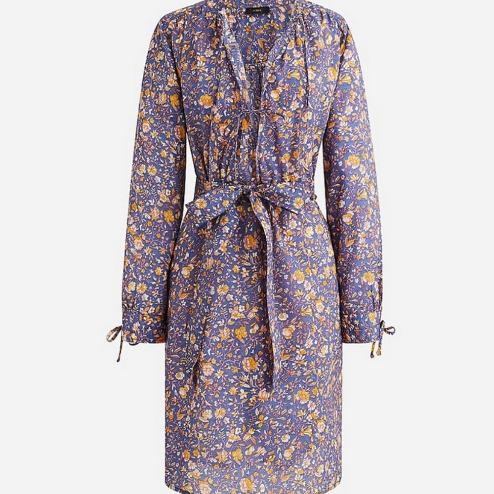 J. Crew Tie-waist tunic beach dress in midnight floral Size XXS